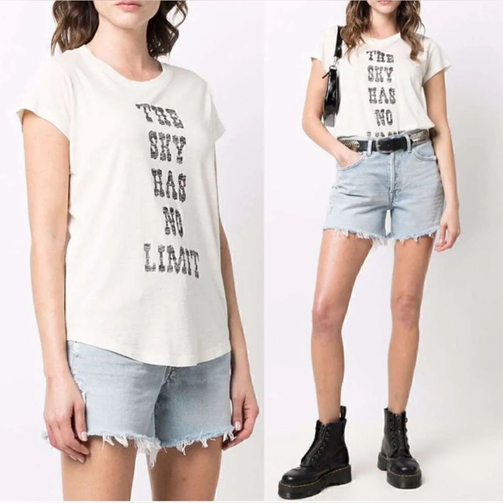 Zadig and Voltaire The Sky Has No Limit black on Off White T-shirt top NWT. M